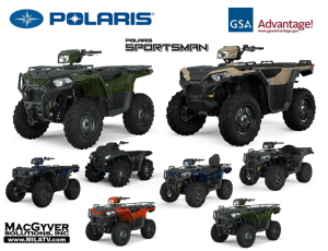 Polaris ATVs are available for Government Purchase on GSA from MacGyver Solutions Inc