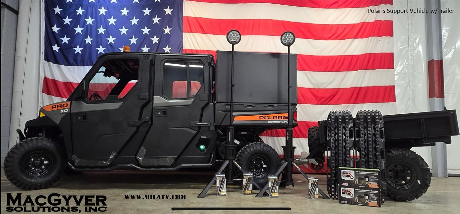 Custom Configuration Polaris Pro XD Full-Size Diesel Crew (D25P4ED4B4) for support of DoD personnel and equipment.